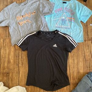 NWT Adidas Pink Floyd Miken Flow Women's T Shirt Bundle Black Gray Size Small